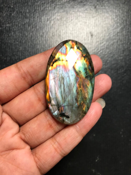 Labradorite Faceted Cabochon 1 Piece Size 53 MM Approx