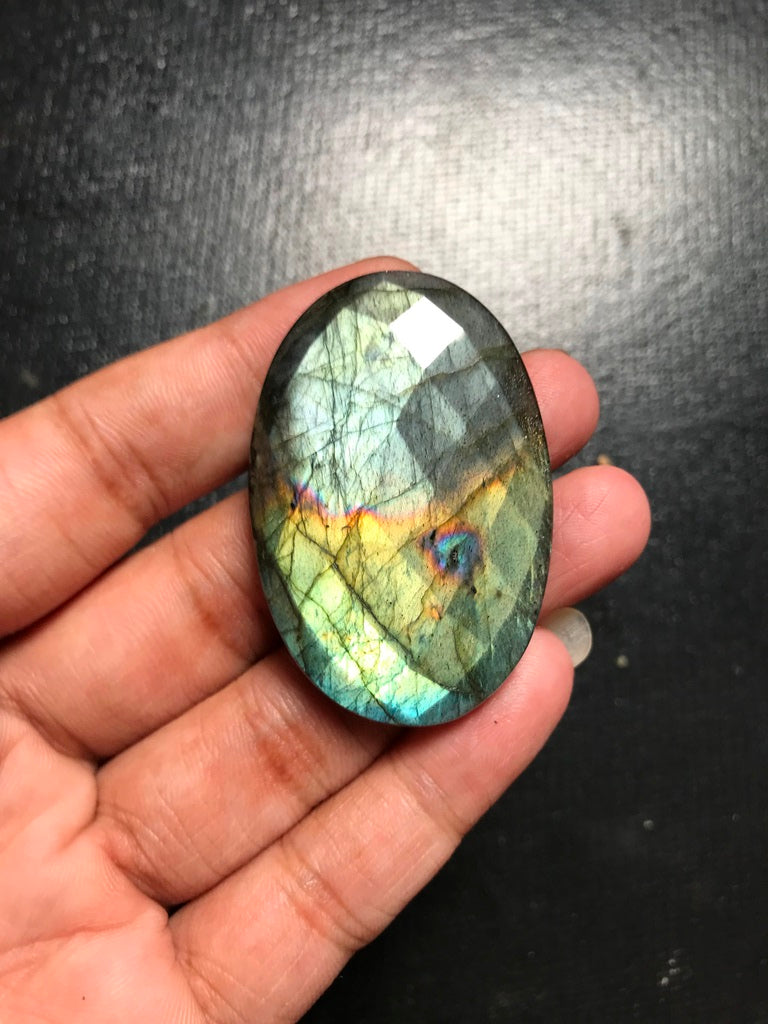 Labradorite Faceted Cabochon 1 Piece Size 49 MM Approx