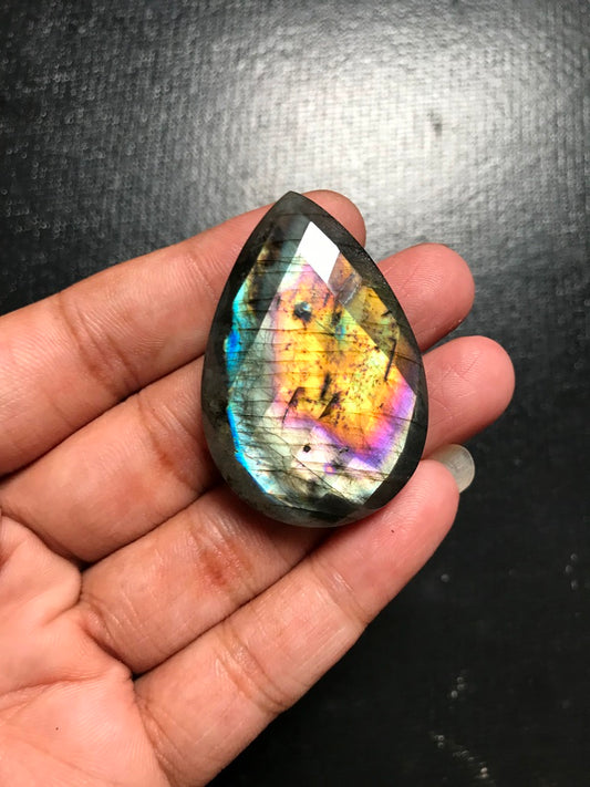 Labradorite Faceted Cabochon 1 Piece Size 40 MM Approx