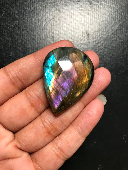 Labradorite Faceted Cabochon 1 Piece Size 44 MM Approx