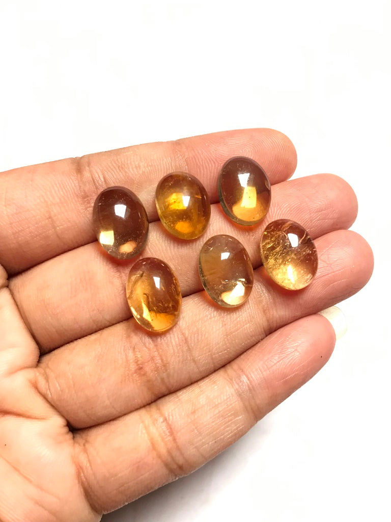 Citrine Cabochon 6 Piece Size 13-12 MM Approx