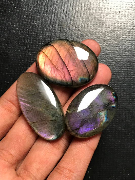 Labradorite Cabochon 3 Piece Size 43-35 MM Approx