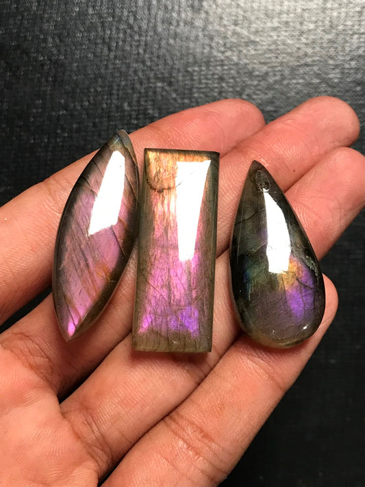 Labradorite Cabochon 3 Piece Size 43-37 MM Approx