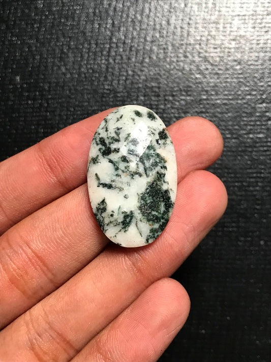 Tree Agate Faceted Cabochon 1 Piece Size 33 MM Approx