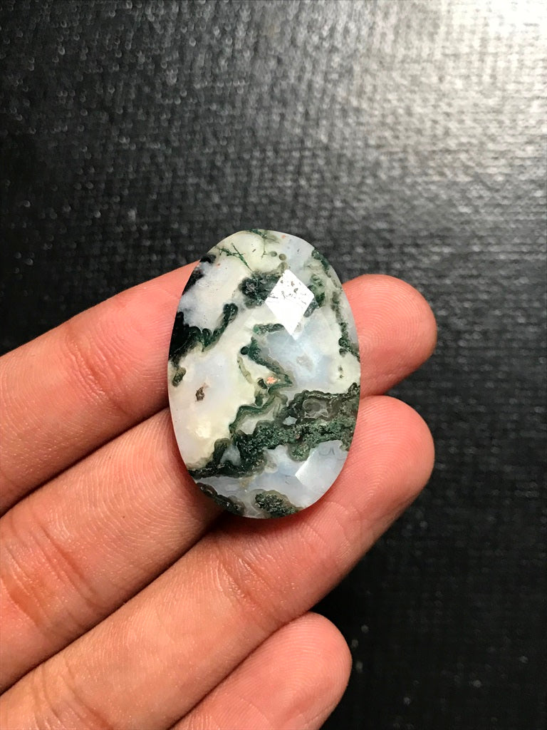 Tree Agate Faceted Cabochon 1 Piece Size 33 MM Approx