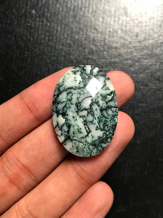 Tree Agate Faceted Cabochon 1 Piece Size 32 MM Approx