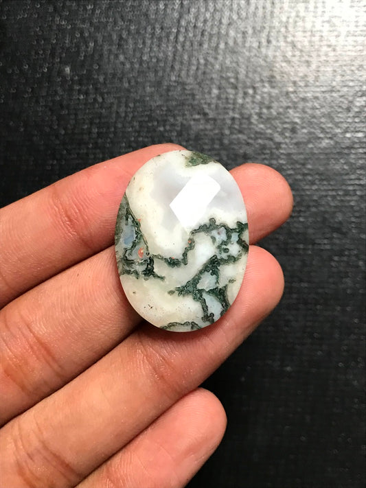 Tree Agate Faceted Cabochon 1 Piece Size 32 MM Approx