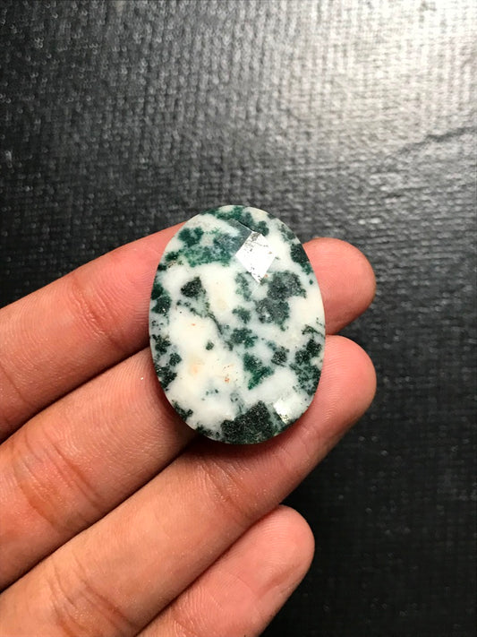 Tree Agate Faceted Cabochon 1 Piece Size 34 MM Approx