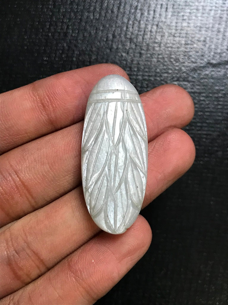 Grey Moonstone Carved Cabochon 1 Piece Size 41 MM Approx