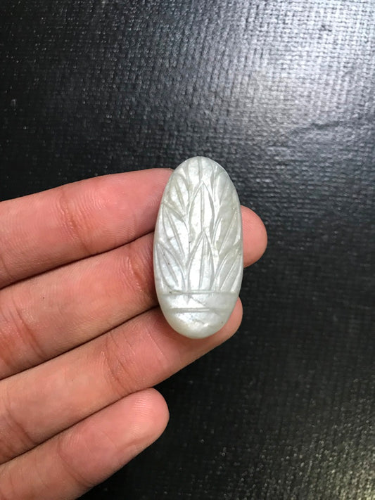 Grey Moonstone Carved Cabochon 1 Piece Size 35 MM Approx