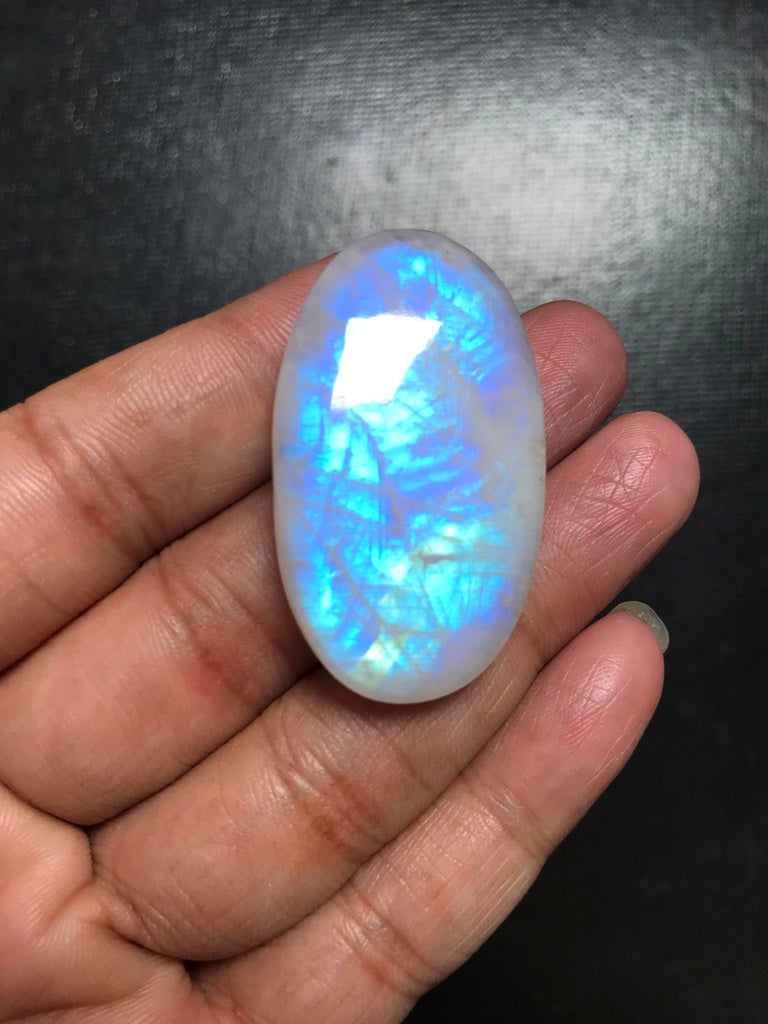 Rainbow Moonstone Cabochon 1 Piece Size 42 MM Approx