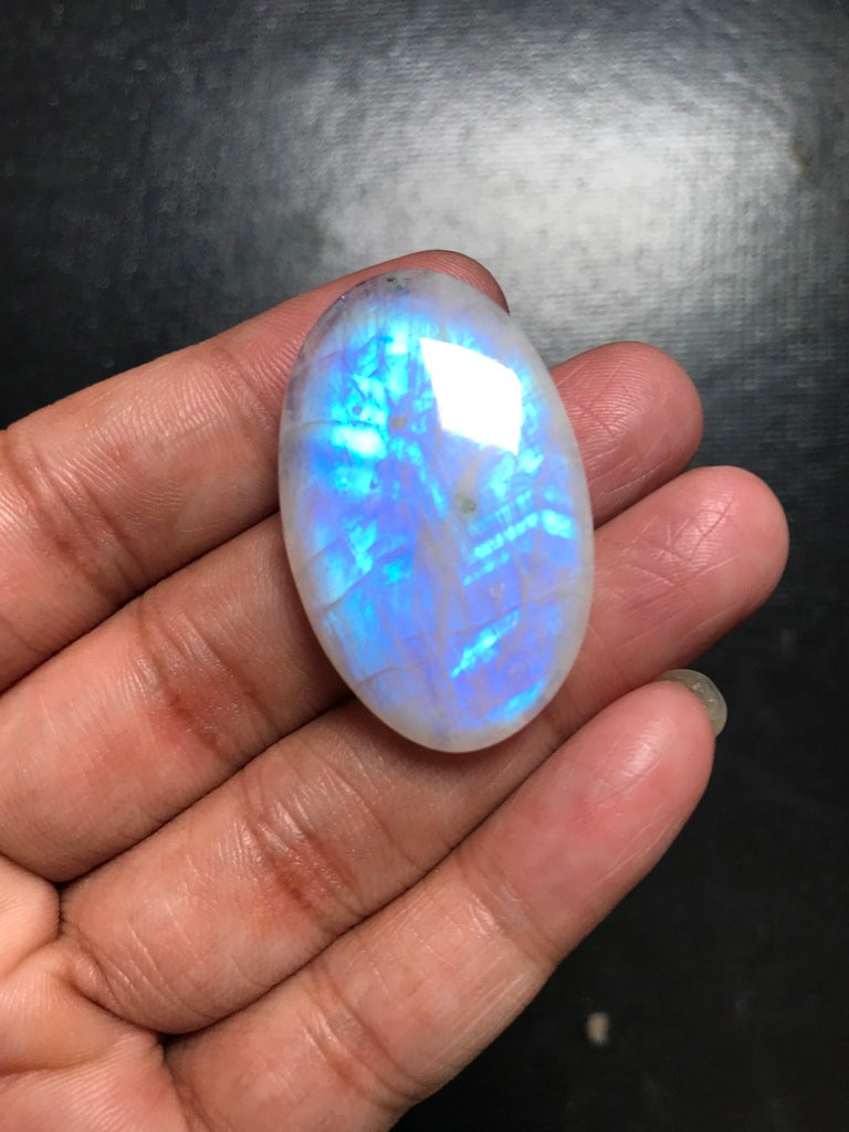 Rainbow Moonstone Cabochon 1 Piece Size 39 MM Approx