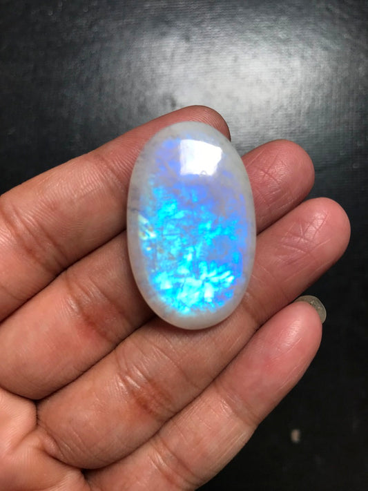 Rainbow Moonstone Cabochon 1 Piece Size 36 MM Approx