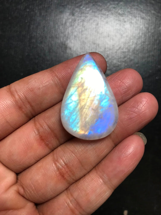 Rainbow Moonstone Cabochon 1 Piece Size 35 MM Approx