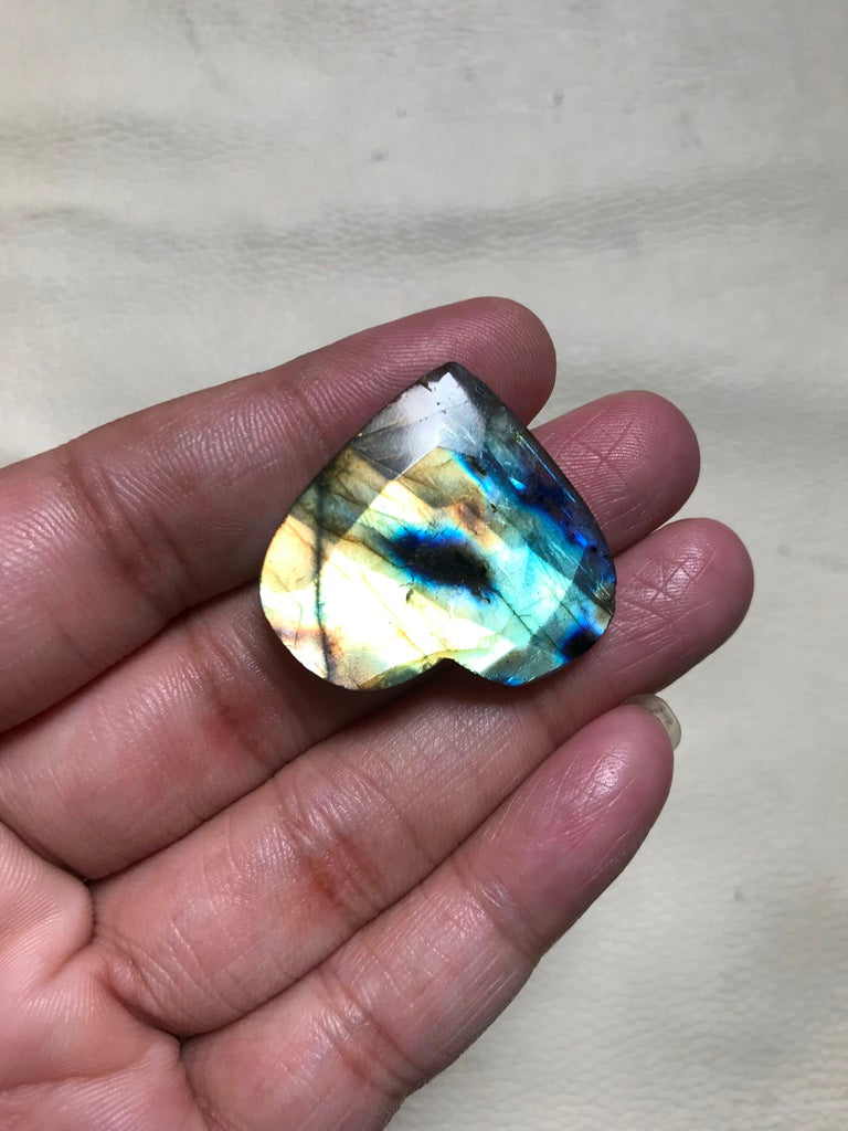 Labradorite Faceted Cabochon 1 Piece Size 20 MM APPROX