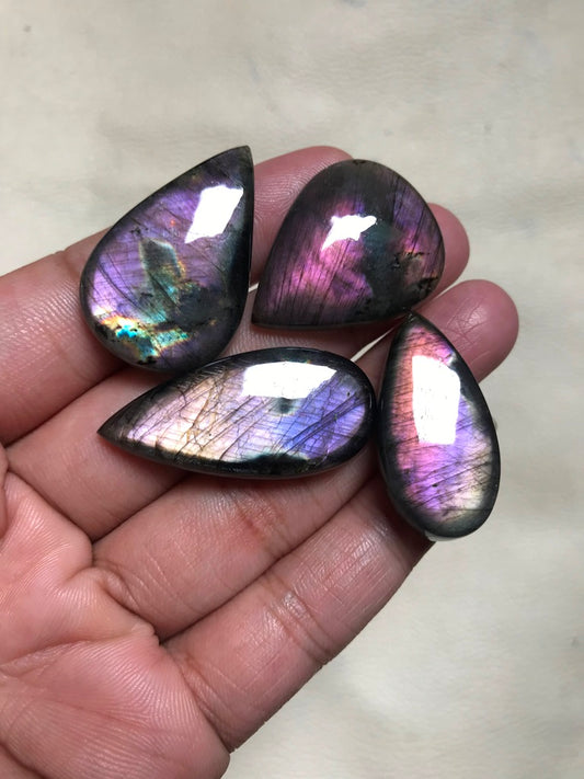 Purpal Labradorite Cabochon 4 Piece Size 36-30 MM APPROX