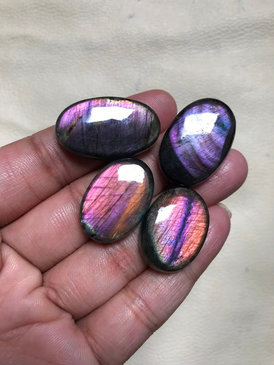 Purpal Labradorite Cabochon 4 Piece Size 29-24 MM APPROX