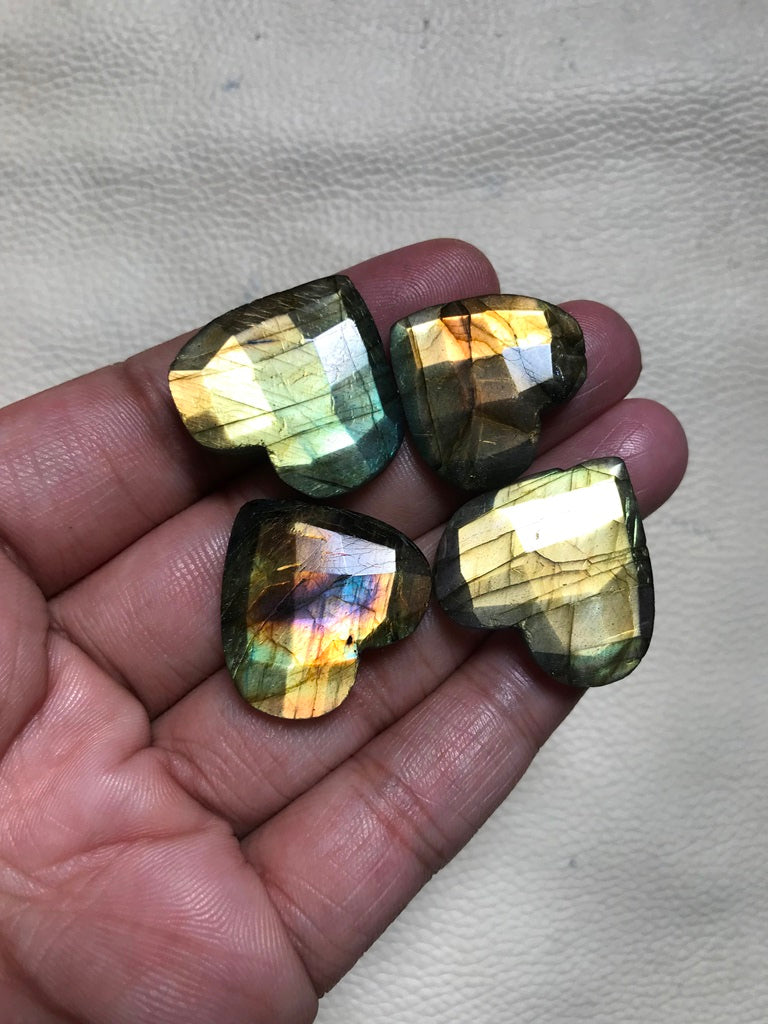 Multi Labradorite Faceted Cabochon 4 Piece Size 25-22 MM APPROX&nbsp;