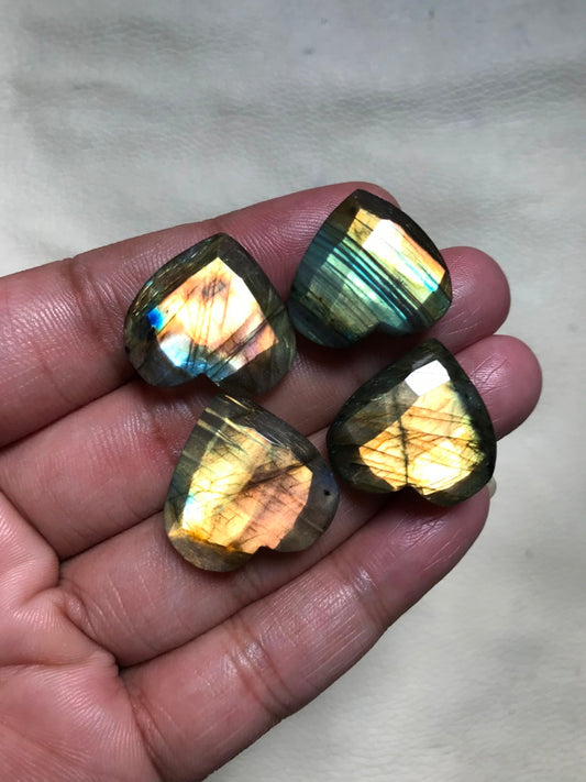 Multi Labradorite Faceted Cabochon 4 Piece Size 31-20 MM APPROX