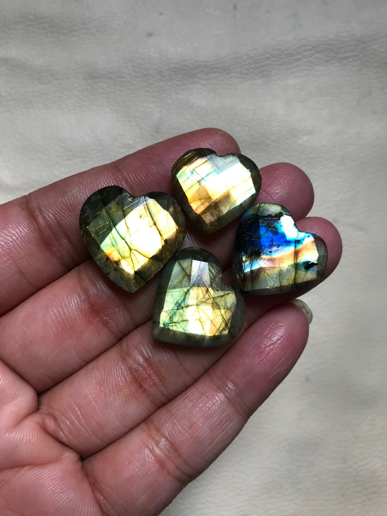 Multi Labradorite Faceted Cabochon 4 Piece Size 20-17 MM APPROX