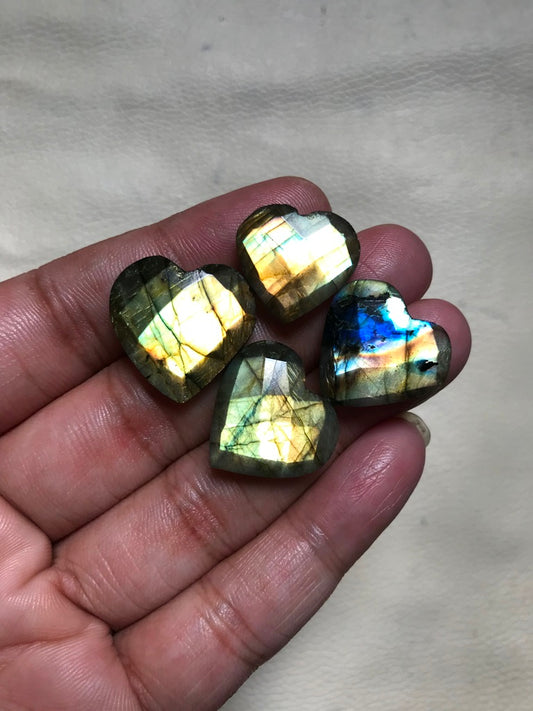 Multi Labradorite Faceted Cabochon 4 Piece Size 20-17 MM APPROX