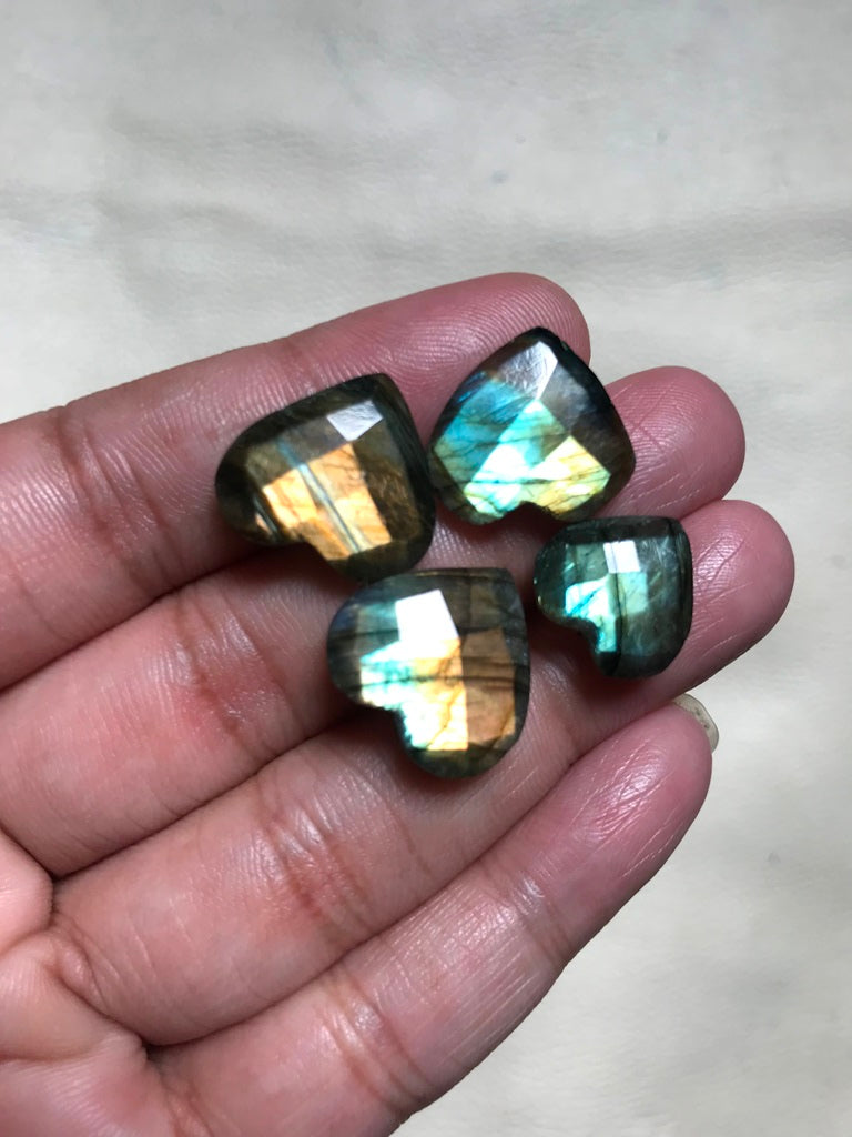 Multi Labradorite Faceted Cabochon 4 Piece Size 17-13 MM APPROX