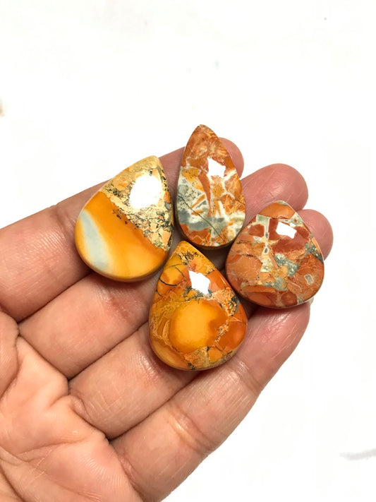 Picture Jasper Cabochon 4 Piece Size 29-23 MM Approx