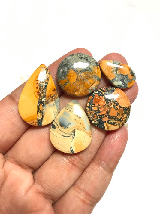 Picture Jasper Cabochon 5 Piece Size 29-19 MM Approx