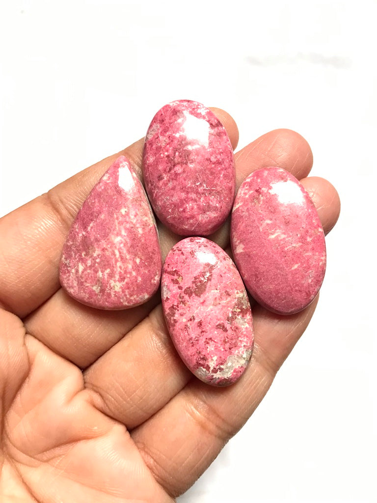 Thulite Cabochon 4 Piece Size 32-31 MM Approx