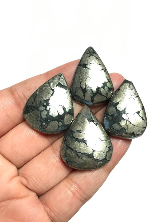 Marcasite Cabochon 4 Piece Size 30-28 MM Approx