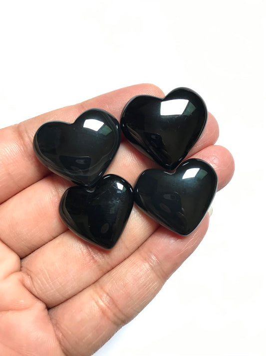 Black Onyx Cabochon 4 Piece Size 22-19 MM Approx