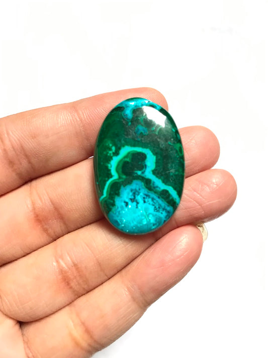 Malachite With Chrysocolla Cabochon 1 Piece Size 34 MM Approx