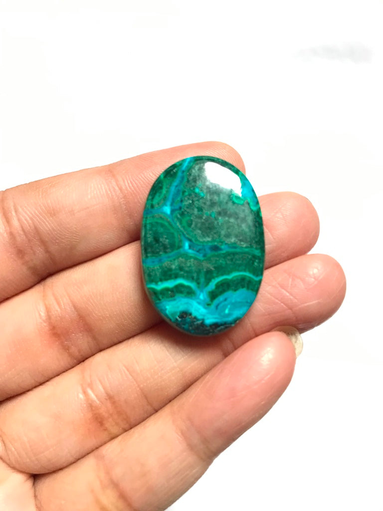 Malachite With Chrysocolla Cabochon 1 Piece Size 31 MM Approx