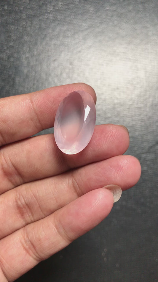 Rose Quartz Faceted Cabochon 1 Piece Size 24 MM Approx