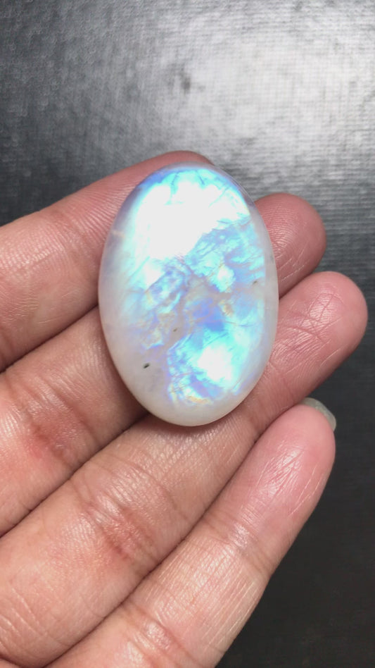 Rainbow Moonstone Cabochon 1 Piece Size 35 MM Approx