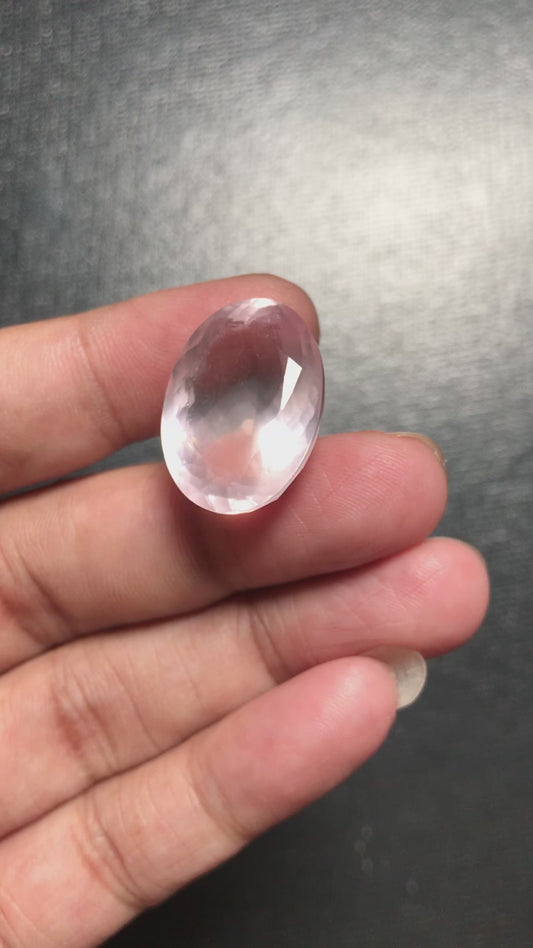 Rose Quartz Faceted Cabochon 1 Piece Size 23 MM Approx